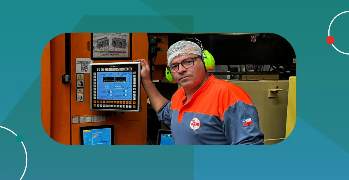 Artículo industrial Rheem empaquetado para distribución en Chile, sobre embalaje resistente tipo packaging industrial